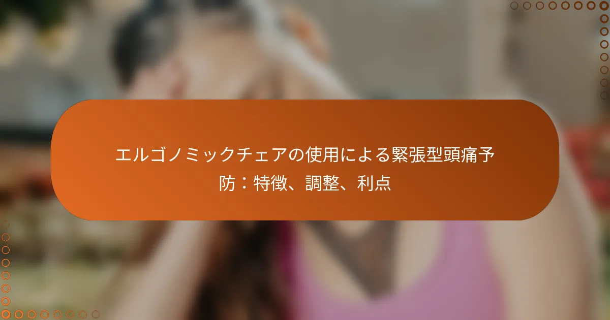 エルゴノミックチェアの使用による緊張型頭痛予防：特徴、調整、利点