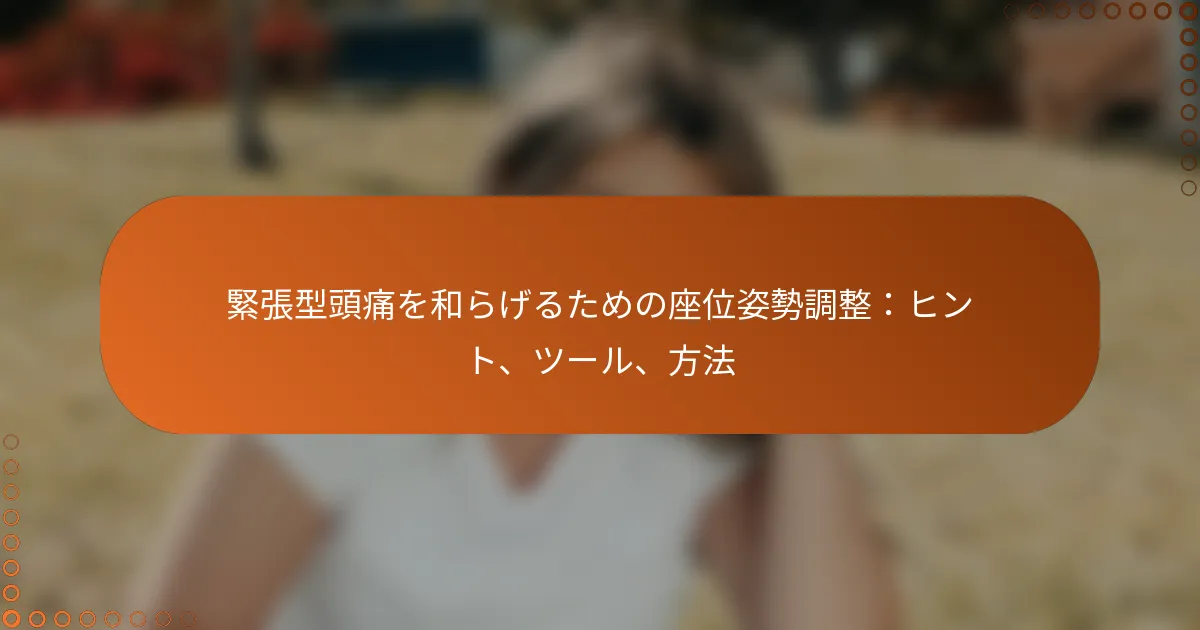 緊張型頭痛を和らげるための座位姿勢調整：ヒント、ツール、方法