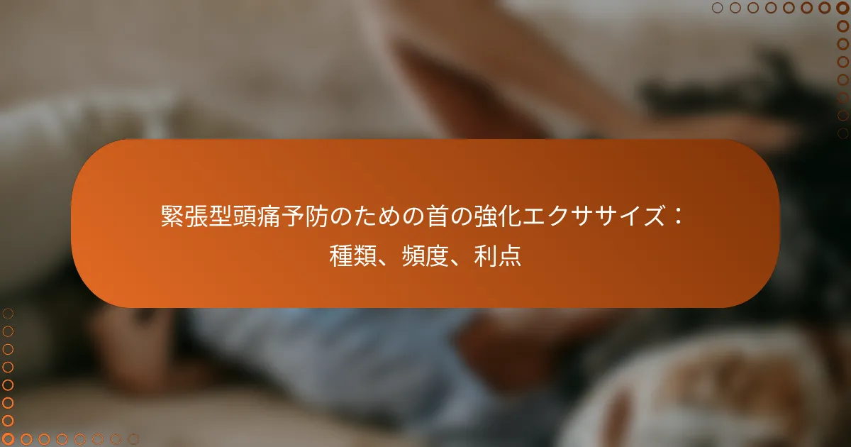 緊張型頭痛予防のための首の強化エクササイズ：種類、頻度、利点